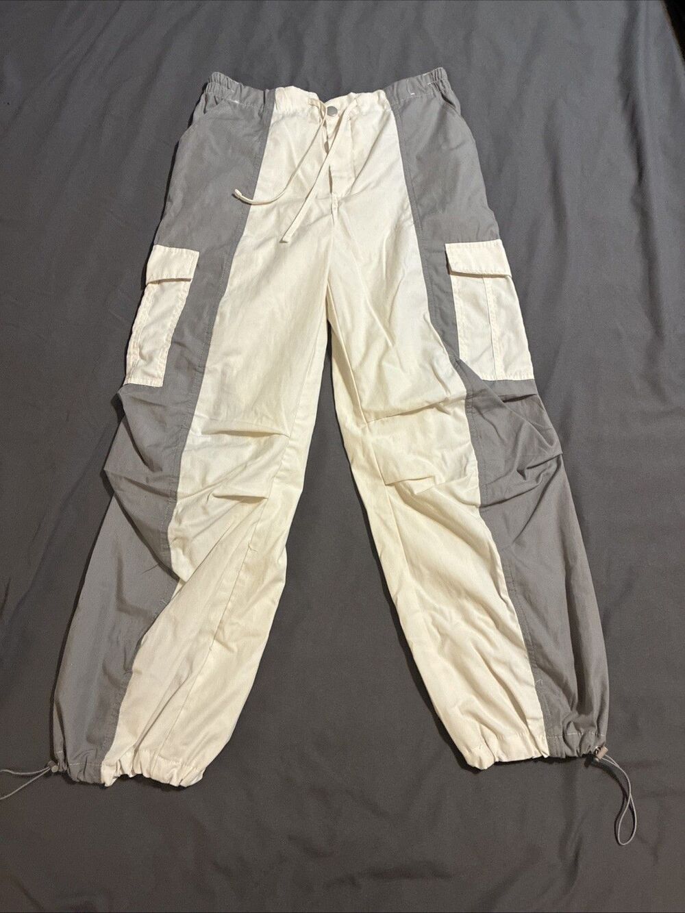 Sweet & Envy Cargo Pants Womens L Tan Green Color Block Utility Streetwear Urban